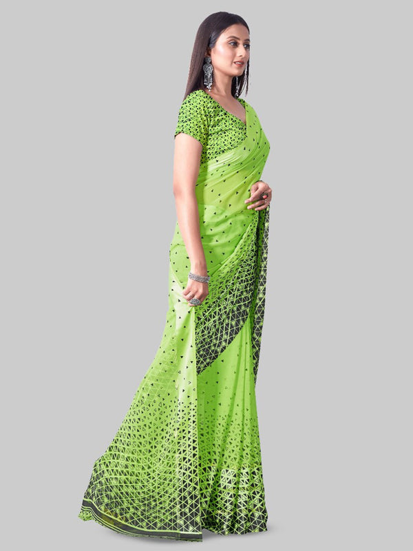 Satin Patta Georgette Printed Saree