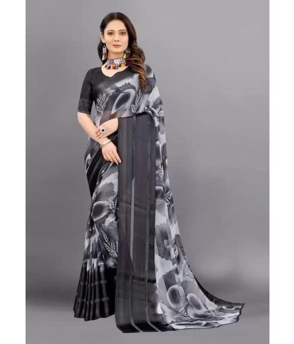 Satin Patta Georgette Printed Saree