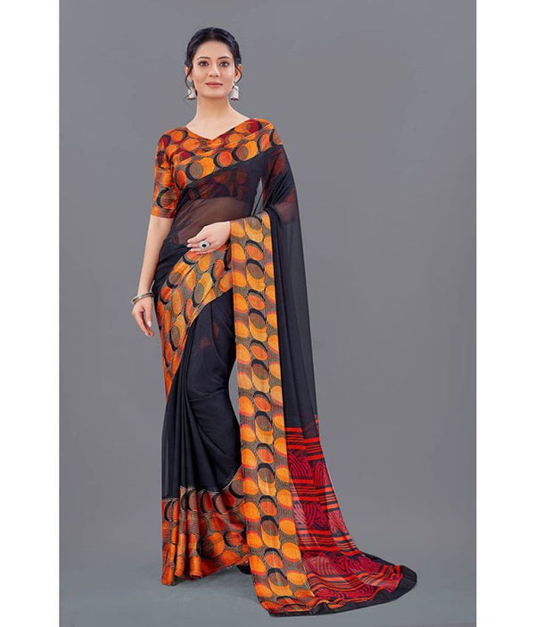 Satin Patta Georgette Printed Saree