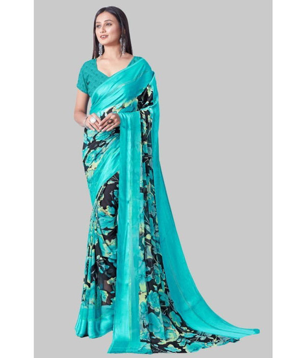 Satin Patta Georgette Printed Saree