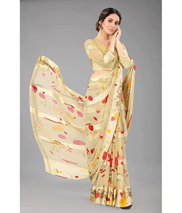 Satin Patta Georgette Printed Saree