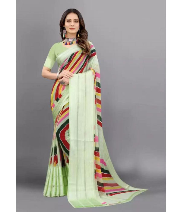 Satin Patta Georgette Printed Saree