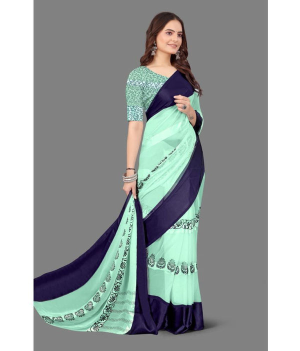 Satin Patta Georgette Printed Saree