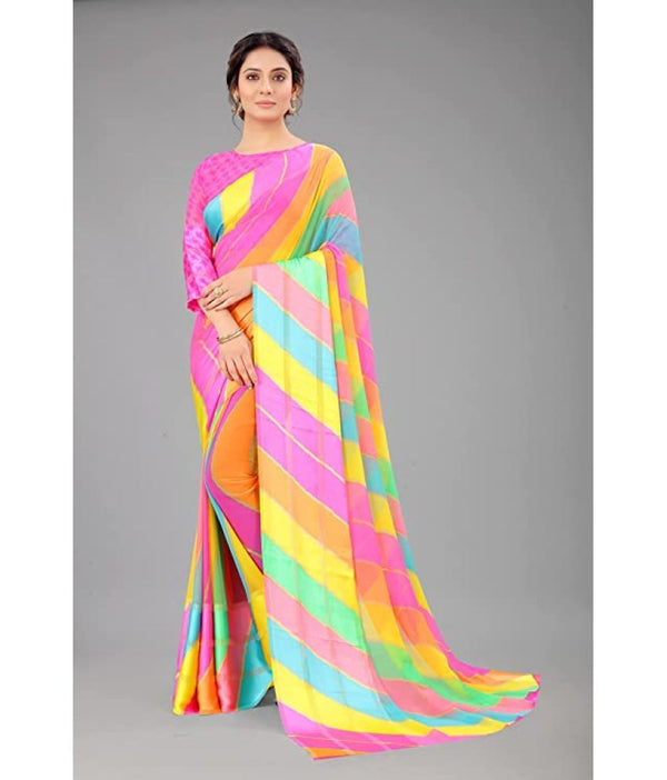 Satin Patta Georgette Printed Saree