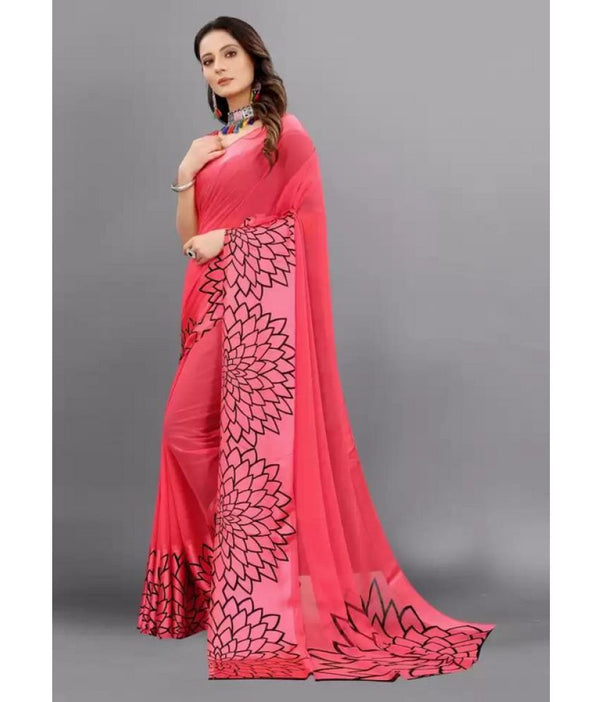 Satin Patta Georgette Printed Saree